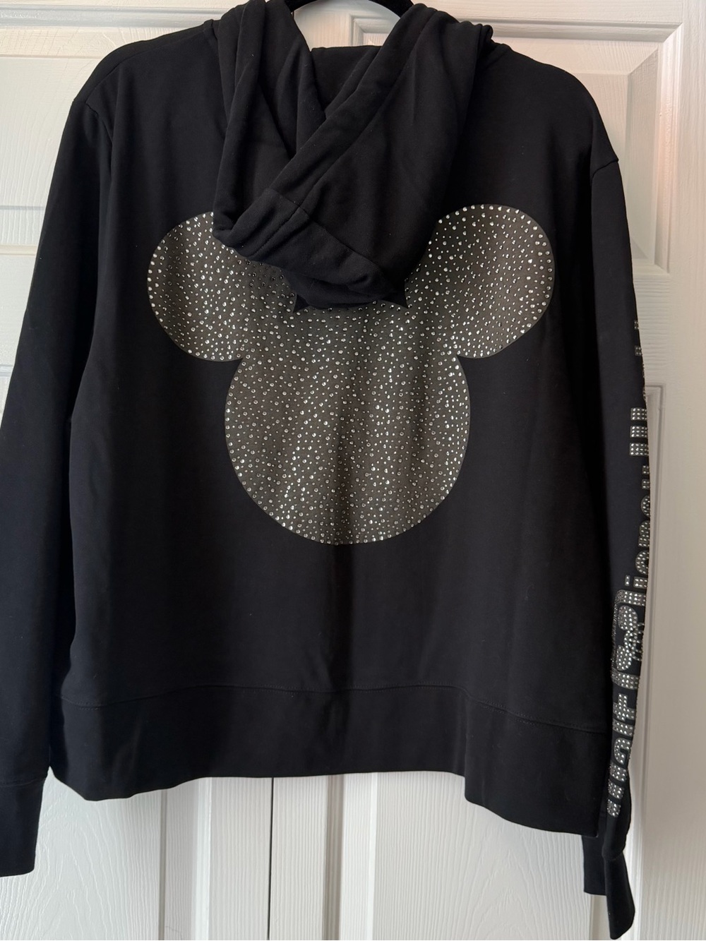 Disney Parks Mickey Bedazzled Rhinestone Black Zip‎ Up Hoodie 1X NWT - Picture 5 of 6